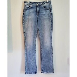 Silver Jeans Avery Slim Boot Womens 31 Blue Denim Faded‎ Stretch Frayed Hem 33L